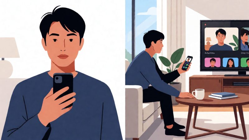 移动端与投屏使用场景对比 示意图